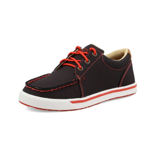Twisted X Other - Twisted X Kid’s Kicks Black Red Lace Up Leather Moc Sneakers Size 3.5M